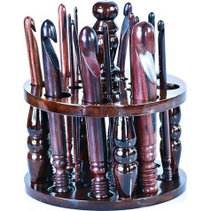 Rosewood Pack of 15 Ergonomic Crochet Hooks, 3.5 mm to 25 mm, Wooden Yarn Crochet Hooks for Arthritic Hands (Hook with Stand)