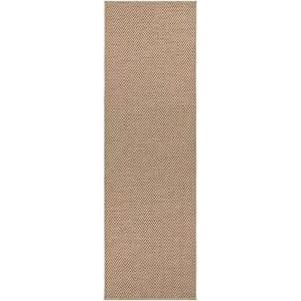Nature Runner Indoor and Outdoor - Loop Kitchen Runner Non-Slip Flat Weave Short Pile Wool Look Fineloop Kitchen Rug for Hallway, Garden, Patio, Bathroom - Beige Terracotta, 80 x 250 cm