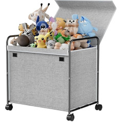Storage Box Toy Box with Wheels, 117 L Toy Box with Lid Children, Foldable Large Toy Storage, Children's Box, for Children's Room, Clothes, Books, Bedroom