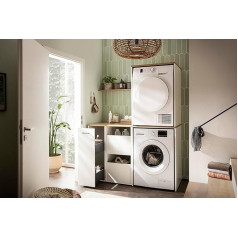 Schildmeyer Solea 702068 Utility Room Furniture Set, Washing Machine Conversion, Apothecary Cabinet, Multi-Purpose Cabinet, Matt White