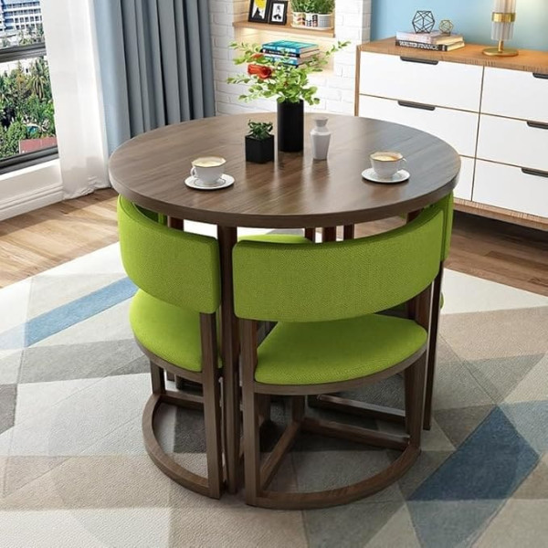 Round Dining Table Set for Office with 4 Chairs Set Reception Table and Chair Combination and Chair Combination Home Furniture Home Kitchen 80cm Round Table Dessert Shop For Dining Room, Kitchen