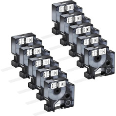 3/5/10 Stück Etikettenbänder kompatibel mit A18444 A18445 A18432 A18435 12 mm Klebeband for Industrial 1000 5200 Maker(10PK Black on White)