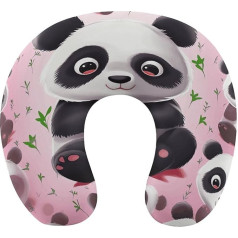 Niedliches Panda-Reisekissen, Memory-Schaum, Nackenkissen, weiches Flugzeugkissen zum Schlafen, U-förmiges Körperkissen für Nacken- und Kopfstütze, tragbare Flugkopfstütze für Reisen