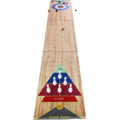Shuffleboard Game Board Games 3-in-1 Curling Age Game Table with Putts for Family Evenings, Birthdays and Play Dates - Wood