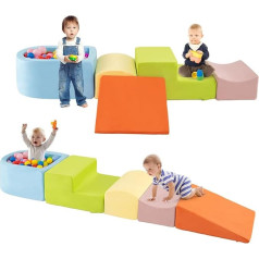 HOMFME Kids Motor Skills with Ball Pool, High Density Foam Playground, 5 Pieces, Indoor Climbing and Activity Games, Ideal for Bedroom (Multi-Colour)