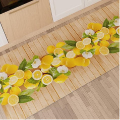 Petti Artigiani Italiani - Kitchen Rug Runner Non-Slip and Washable 52 x 140 cm Lemon Design 100% Made in Italy