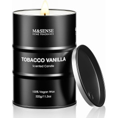 M&SENSE Tobacco Vanilla Scented Candles (320g, 70h) - Natural Soy Wax Candle for Men - Soothing Aromatherapy - Gifts for Men