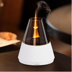 Aroma Diffuser, 7-Colour Light Flame Diffuser, Essential Oils, Humidifier, Fragrance Oil Diffuser for Children, Home Office, Room Fragrance - 4 Timers and Waterless Automatic Shut-Off