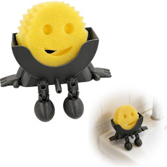 Lustiger hängender Schwammhalter mit einem Smiley-Schwamm, 3D-bedruckter Schwammhalter mit Drainage, niedlicher 3D-bedruckter Schwammständer für Küchenspüle, hält den Schwamm trocken und lächelnd