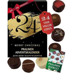 Hallingers Genuss Manufaktur Chocolates Advent Calendar with & Without Alcohol - 24 Handmade Premium Chocolate Chocolates Made of Fine Cocoa - Sweets Gift Family Adults - Christmas Calendar 2025