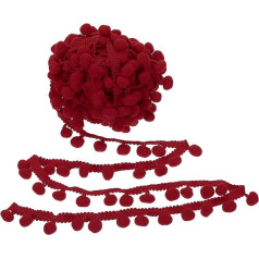 PATIKIL 10 Yard x 1 Inch Pom Pom Ball Fringe Trim 1 Roll Embroidered Pompoms Trim Ribbon Mini Ball Tassels Lace Accessories for Sewing DIY Crafts Living Curtain Decoration Dark Red