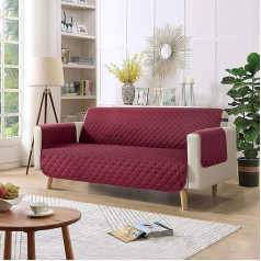 Sun Lounger Slipcovers Waterproof with Pockets Machine Washable Furniture Protector for Kids Pets Non-Slip Chair Cover for Recliner Chairs Red (Burgundy, 2 Seater)