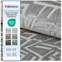 SOMPRE Upholstery Fabric (300 x 142 cm) - Chenille Fabric with Geometric Pattern, Decorative Fabric, Durable Furniture Fabric for Living Room, Weight 530 g/m² - Grey