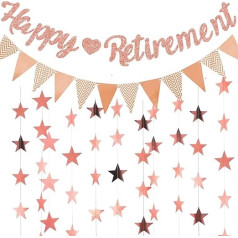 Happy Retirement Banner Party Dekorationen - Ruhestand Party Supplies Enthält Banner Wimpel Girlande für Männer und Frauen Abschiedsfeiern (Rose Gold Retirement Banner)