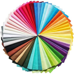 Quilting Fabric 50 Pieces Fat Quarter Fabric Bundles 20cm x 20cm Plain Pure Cotton Pre-Cut Squares Sewing Quilting Patchwork Scraps for DIY Crafts