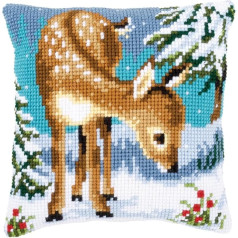 Vervaco Cross Stitch Kit: Cushion: Little Deer, COTTON NA, 40 x 40cm