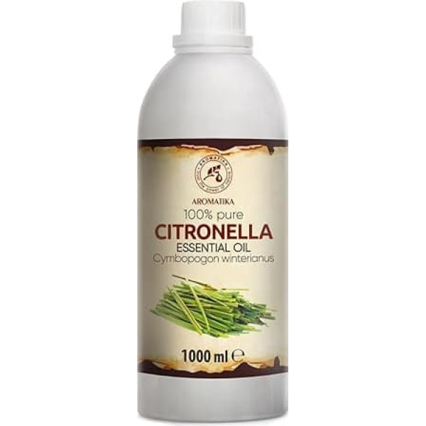 Citronella Essential Oil 1000 ml - Cymbopogon Winterianus - Pure Citronella Essential Oil - for Diffusers and Oil Burners - for Aroma Candle - Fresh Fragrance - Air Freshener - Aromatherapy