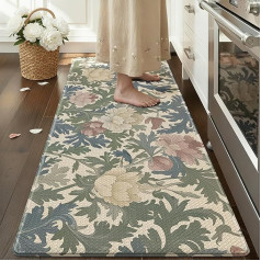 COLOR&GEOMETRY Flowers Kitchen Rug, Anti-Fatigue, Padded Retro Country Style Rugs, Waterproof, Non-Slip Kitchen Runner for Sink, Standing Mats for Kitchen, 60 x 150 cm, Flowers Beige