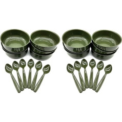 Set of 6 Soup Bowls 750 ml + 6 Spoons in Set Soup Bowls Picnic Tableware Plastic Reusable Tableware Colour Olive (Pack of 2)