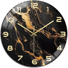 peacoblue Wanduhren, batteriebetrieben, Marmormuster, 30,5 cm, Glas, runde Wanduhr, nicht tickend, für Küche, Wohnzimmer, Esszimmer, Schlafzimmer und Badezimmer, Deko-Zubehör (Batterie nicht im