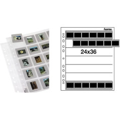 Hama 25 Slide Sleeves for Framed Slides (Slide Archiving in Format 5 x 5 cm, up to 500 Slides) Transparent & Negative Storage Sleeves (Glassine) for 7 35 35 Strips of 6 Pictures (25 Pieces)