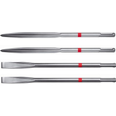 Hilti TE-CX SM/FM 25 Chisel Set, 4 Pieces (2 Pointed, 2 Flat) SDS Plus Self-Sharpening Chisel Bits for Demolishing Concrete and Masonry, Dimension 250 mm Long (282311)
