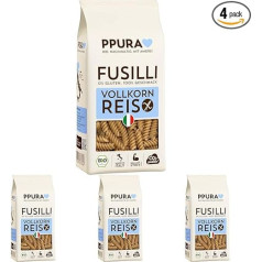 PPURA Organic Fusilli from Whole Grain Rice - Gluten Free | 400 g Pasta | 100% Natural, No Colourants & Preservatives | Italian Spiral Noodles | Bronze Process | Zero Foodwaste (Pack of 4)