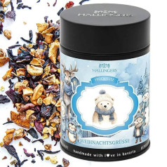 Hallingers Christmas Greetings Polar Bear - Christmas Loose Fruit Tea with Vanilla Orange & Rosehip Gift for Advent & Christmas (Tin) - Valentine's Day as a Gift for Him & Gift for Her