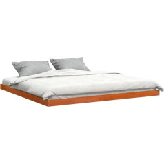 vidaXL Solid Wood Bed, Wooden Bed for Bedroom, Bed Frame with Slatted Frame, Double Bed, Modern Design, Wax Brown, 180 x 200 cm, Pine