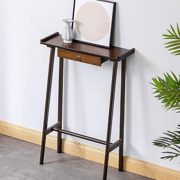 Schmaler Konsolentisch mit Schubladen, Moderner Minimalistischer Konsolentische, Kann Hinter Dem Sofa Oder Im Foyer Platziert Werden(Brown,60x20x85cm/24x8x33in)