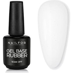 NAILFOR Base Rubber 15 ml - for Semi-Permanent Nail Polish Reinforced with Strong Adhesion, Long Hold, Strengthens and Protects Natural Nails, Also for Bombing and Mini Extension (White Glitter)
