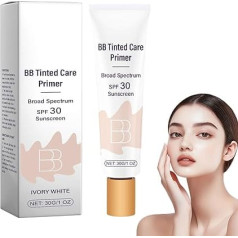 BB Blur Tinted Moisturising Cream SPF 30, Moisturising Tinted Sun Protection for the Face, Full Coverage for Light to Medium Skin Colours, Waterproof BB Concealer (Ivory #1)