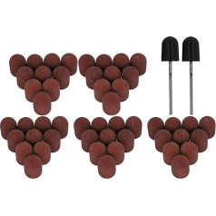 120# Grit Sanding Caps Set for Nail Drill, 50 Pieces Manicure Sanding Belts with Shank, Durable Nail Cutter Accessories for Polishing and Sanding Nails Glass