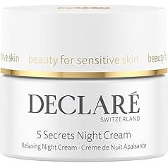 Declaré 5 Secrets Night Cream 50 ml - Night Cream for Sensitive Skin - For Intensive Moisture - With Hyaluronic Acid, Vitamin E & Chamomile - For All Skin Types