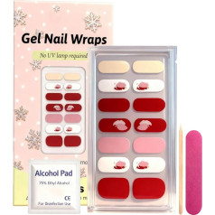 Gel-Nagelfolien, selbstklebend, keine Lampe erforderlich, Gelstreifen inklusive Feile und Holzstab, für Damen, Salon-Qualität, DIY, Handwerk, glänzende Oberfläche, Weihnachtsdekoration, 14 Stück