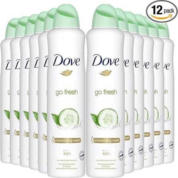 12 x Dove Go Fresh Maxi Cucumber Green Tea Deodorant Spray Deodorant 250 ml 48 Hours