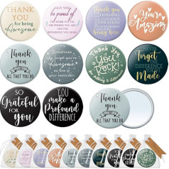 Thyle Set of 30 Inspirational Compact Mirror Thank You Tags Organza Bags with Drawstring Portable Travel Makeup Mirror Bag Handheld Purse Mirror Appreciation Thank You Gifts for