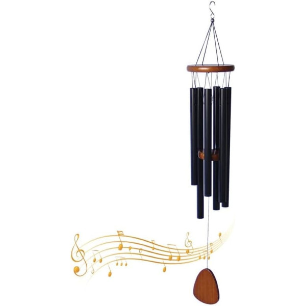 zalati Hollow Wind Chimes 6 Aluminum Tube Wind Bells Wooden Top and Bottom Decoration for Patio Garden Hallway Indoor Outdoor