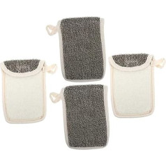 Pack of 4 Black Soap Bags Made of Organic Linen Mesh Bag for Solid Soap with Hanging Loop Quick Drying Rich Foam for Shower Bathroom and Travel