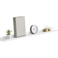 SONGMICS Wall Shelf White Floating Shelf Ledge for Picture Frames and Books, 115 x 10 cm, MDF LWS46WT