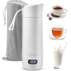 Travel Kettle Small 400 ml, Portable Mini Kettle with Temperature Setting, Fast Boiling Water, Mobile Electric Kettle Stainless Steel for Travel, Office, Tea, Coffee, On the Go