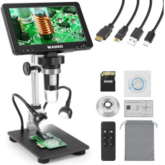 WADEO 7 Inch LCD Digital Microscope with 32GB Card, 1080P HDMI LCD Microscope Soldering Microscope USB with Screen Transmission, PC/TV View, Windows and Mac OS Compatible, for Electrical Work