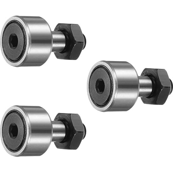 sourcing map 3 Stück Nockenfolgerschienenlager CF8/KR19 PPX Chromstahl Nadelrollenbolzenlager, 19 mm Rollendurchmesser, M8 Bolzentyp für Werkzeugmaschinenführungsschiene, Sechskant-Innensechskant