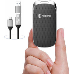 PHIXERO P20 2TB Portable SSD Up to 2000MB/s, USB 3.2 Gen 2X2 External Solid State Drive, USB C to C&A for Smartphone, Tablet, PC, Labtop (Black)