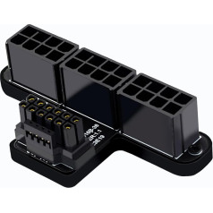 600W 12VHPWR 16-Pin to 3X 8-Pin PCIe 5.0 Adapter, 90 Degree Aluminum Adapter for Graphics Cards - Power Supply for PCIe Gen5 GPUs (B-Type/Black)