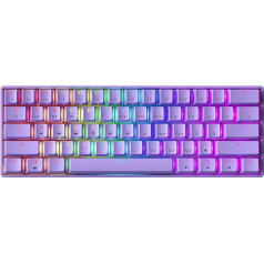 GK61 Hot-Swap Mechanical Gaming Keyboard - 61 Keys Multicoloured RGB LED Backlight for PC/Mac Players (Gateron Optical Blue, Lavender)