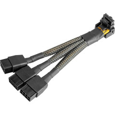 16-Pin GPU Cable to 3X 8Pin Pcie Extension - 16AWG PCIE 5.0 12VHPWR 600W 90 Degree Right Angle 16 Pin 12+4Pin Supply Adapter for RTX 4090 4080 3090TI 4070Ti Graphics Card (Type A)