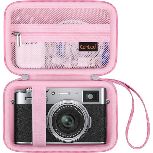 Canboc Carrying Case for Fujifilm X100V/X100VI/X100F/X100S Digital Camera, Zipper Mesh Bag Fit USB Cable, Pink (Case Only)