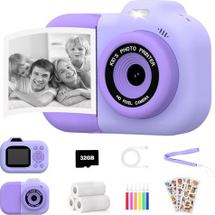 Instant Camera Children with Print, 1080P Digital Camera for Children, Christmas Gift Children's Camera for Girls Boys from 3-12 Years, Toy Camera Instant Printing for 4 5 6 7 8 9 10 11 12 Years