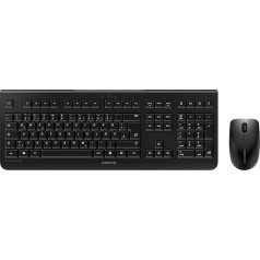 CHERRY DW 3000 Wireless Keyboard Mouse Set, Slovenian Layout (QWERTZ), 2.4GHz Radio, Flat Design, Low Noise Buttons, Symmetrical Mouse, Black